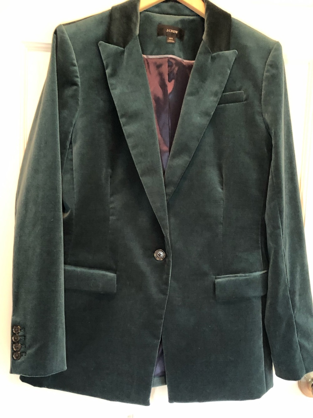 Reimagined by J. Crew Teal/Green Velvet Single-Button Blazer 12 Tall NWOT - Picture 2 of 8